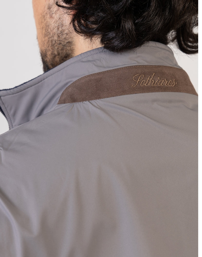 Reversible Wool Gilet | Navy/Grey