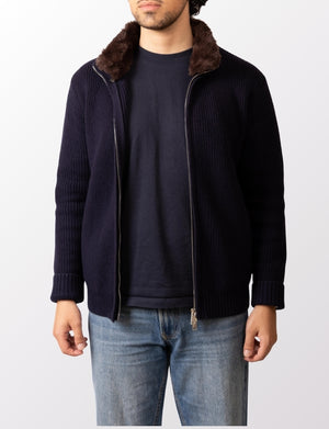 Fur Collar Wool Blouson | Navy