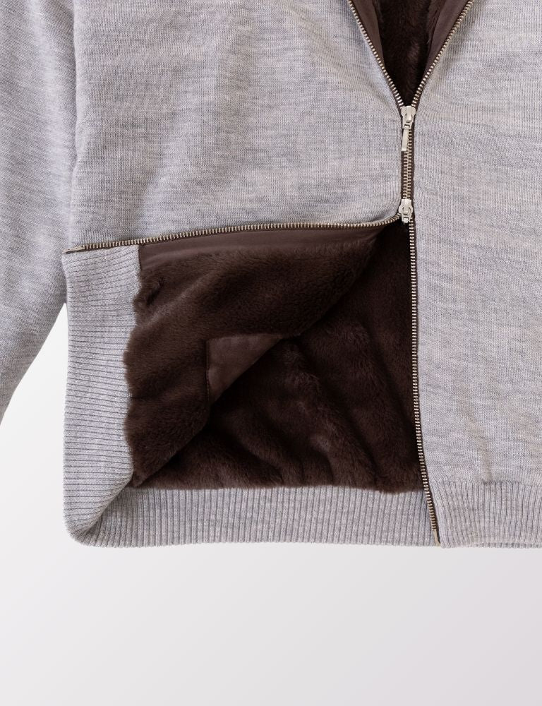 Full Fur lined Cardigan | Grey