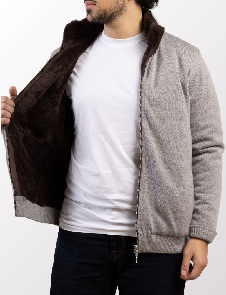 Full Fur lined Cardigan | Grey