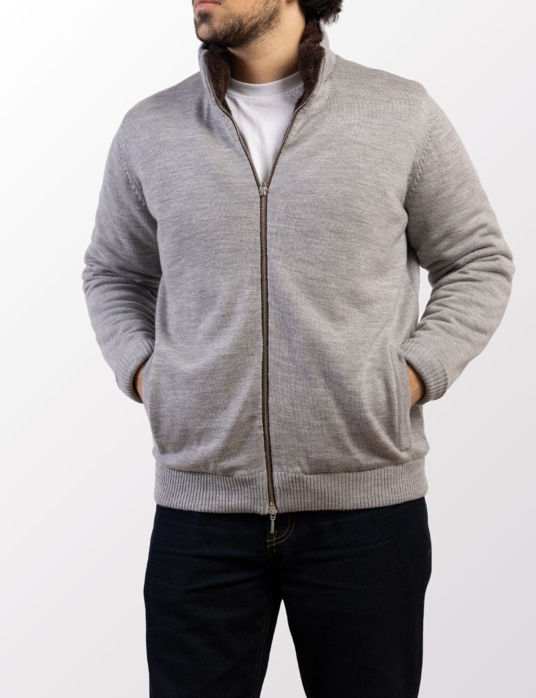 Full Fur lined Cardigan | Grey