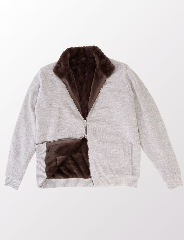Full Fur lined Cardigan | Grey