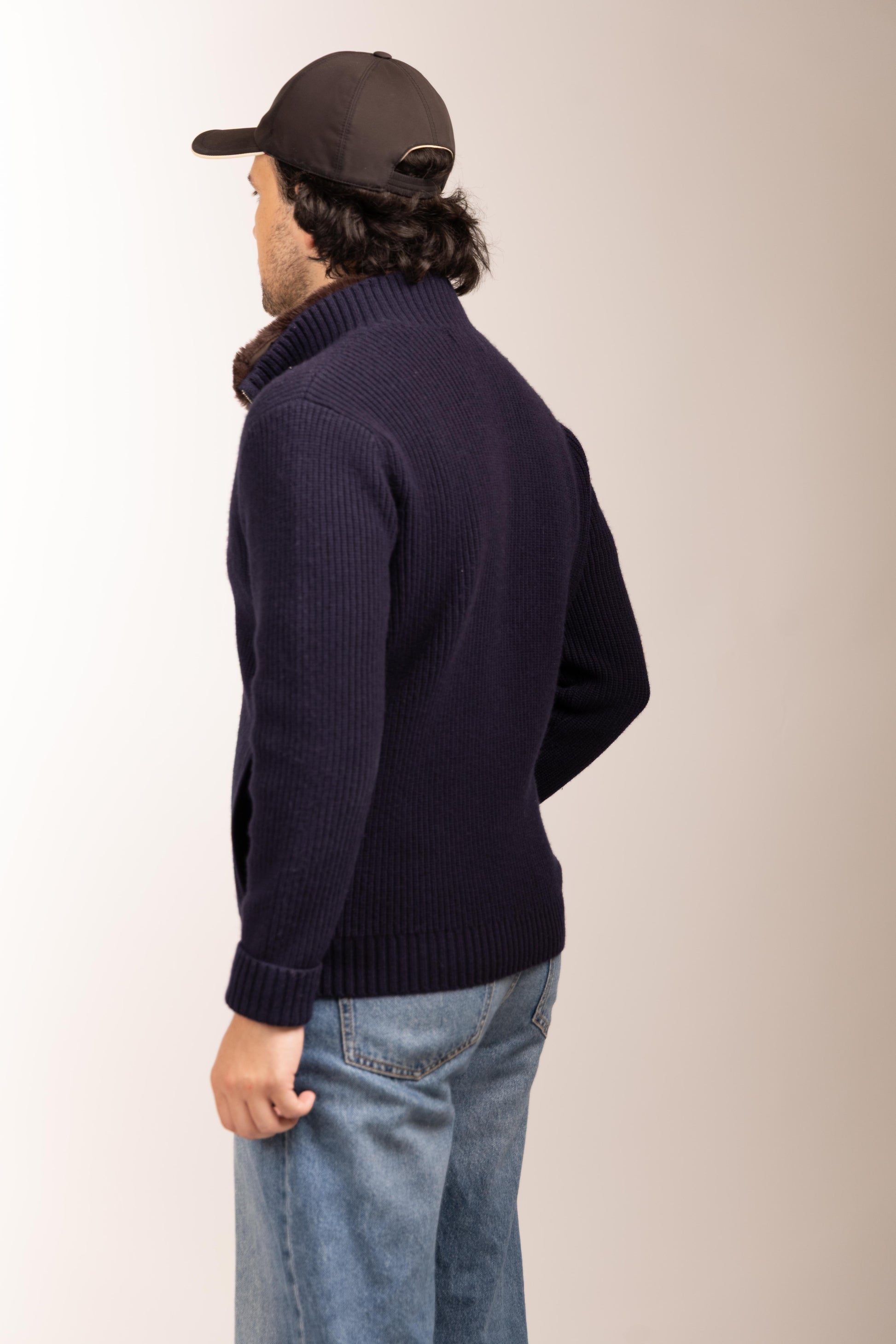 Fur Collar Wool Blouson | Navy