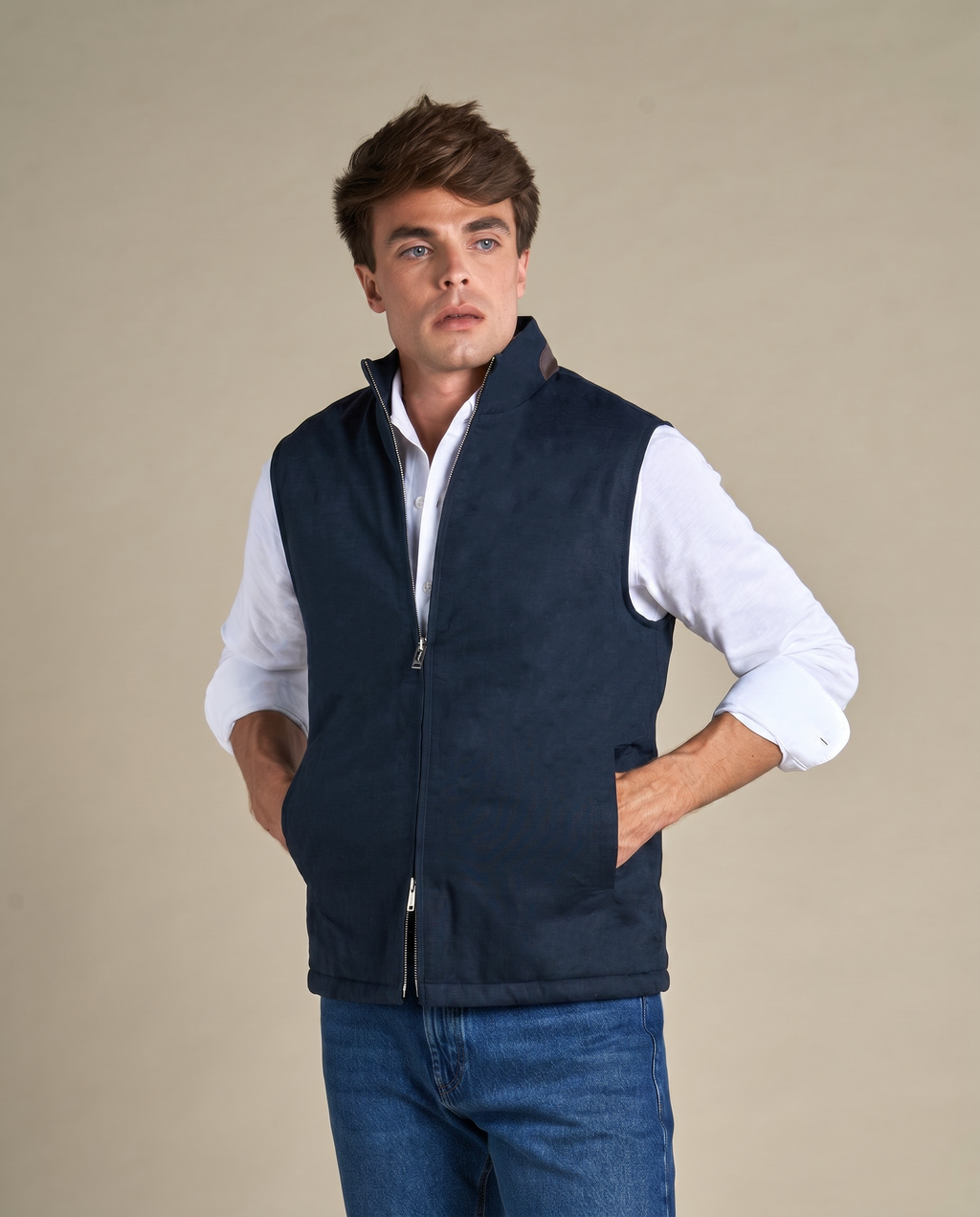 Linen gilet | Navy