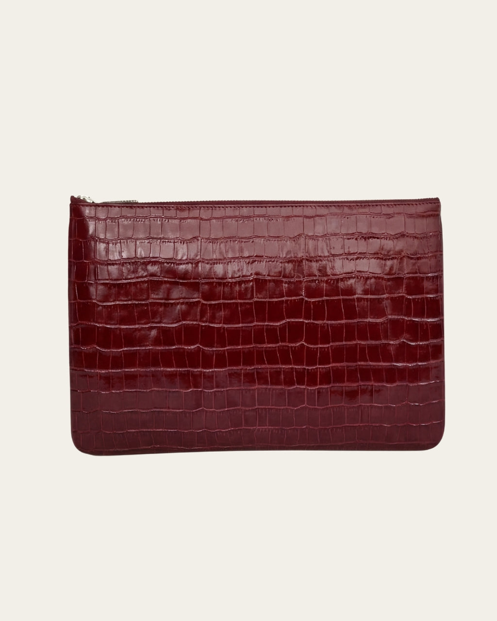 Crocodile Embossed Pouch | Burgundy
