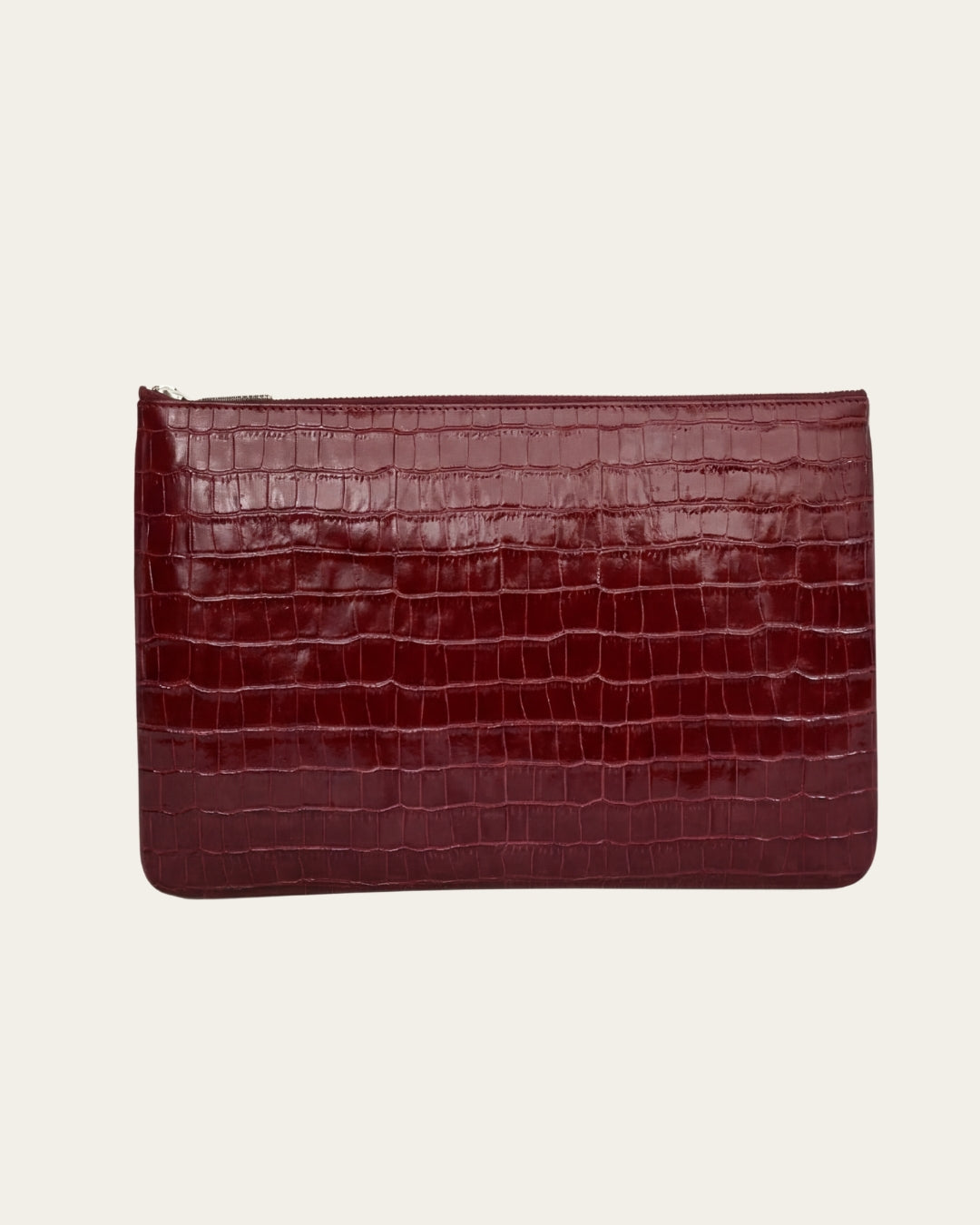 Crocodile Embossed Pouch | Burgundy