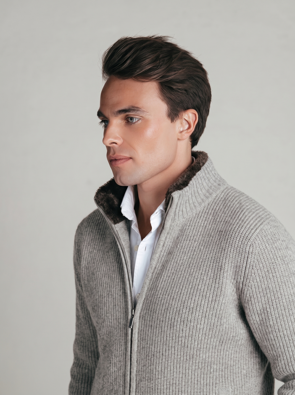 Fur Collar Wool Blouson | Grey