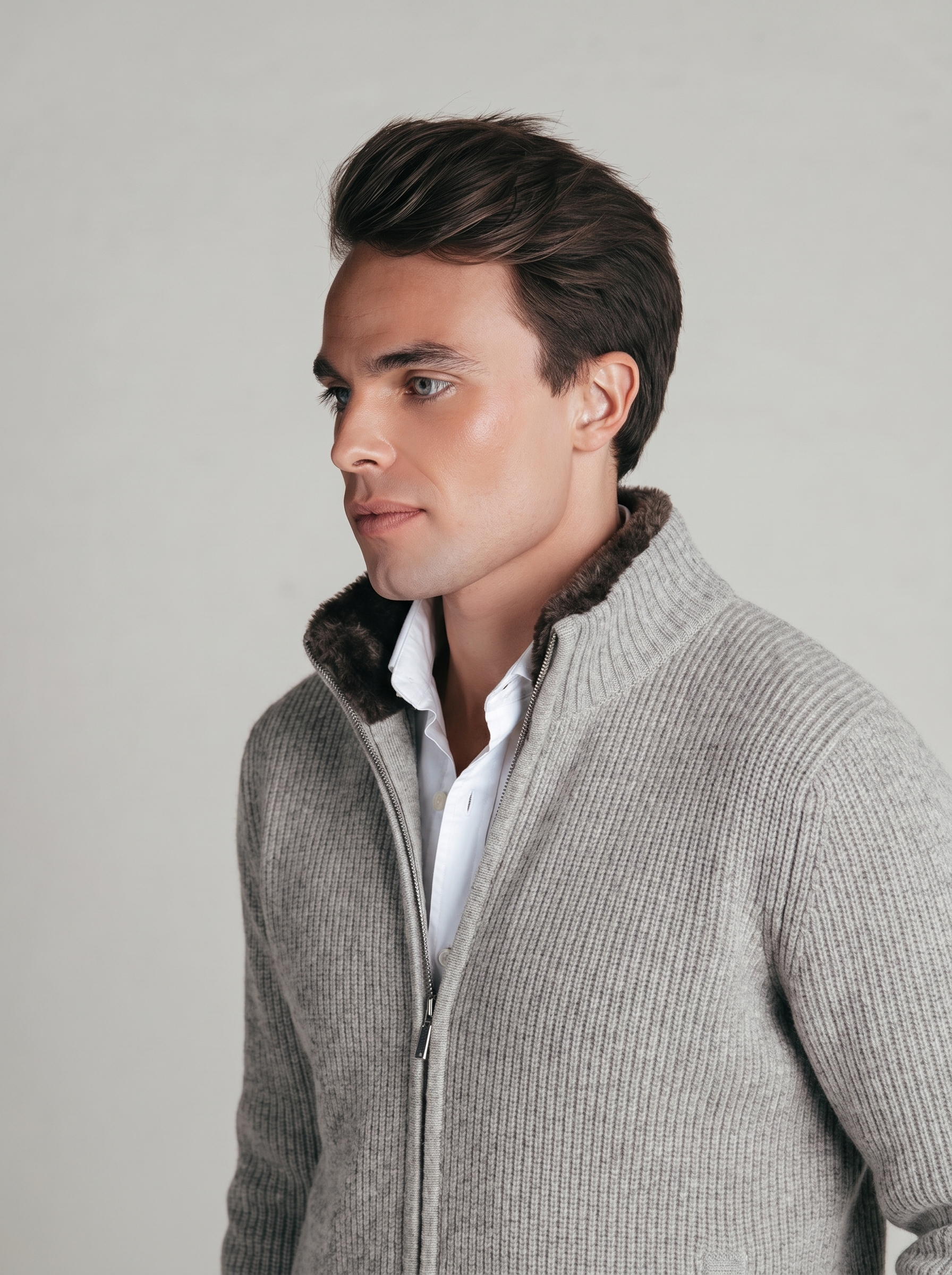 Fur Collar Wool Blouson | Grey