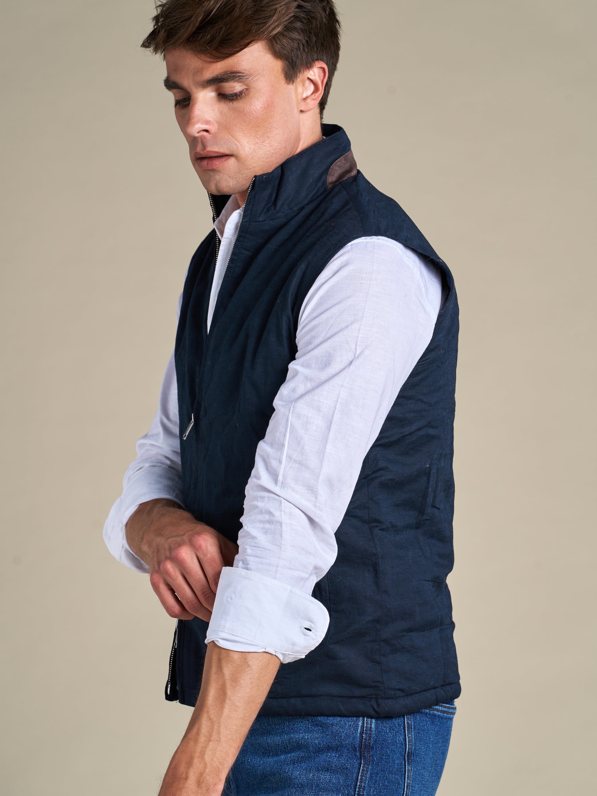 Linen gilet | Navy