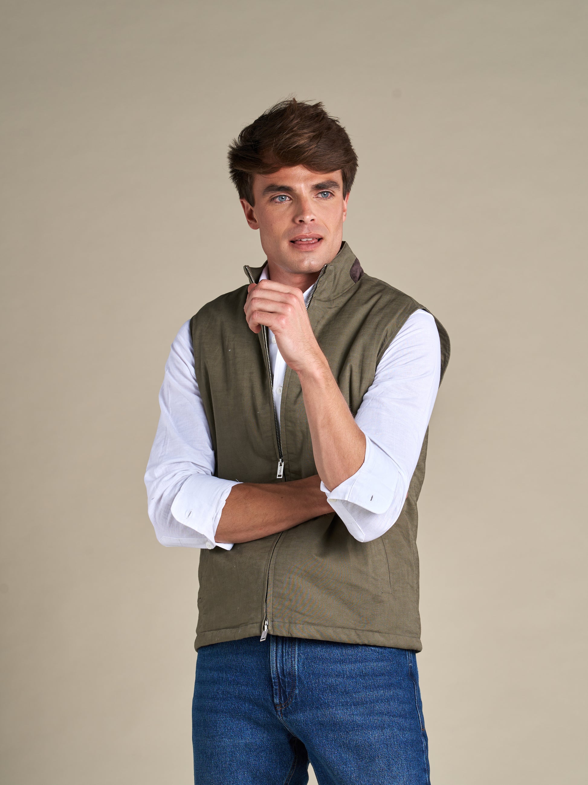 Linen gilet | Olive Green