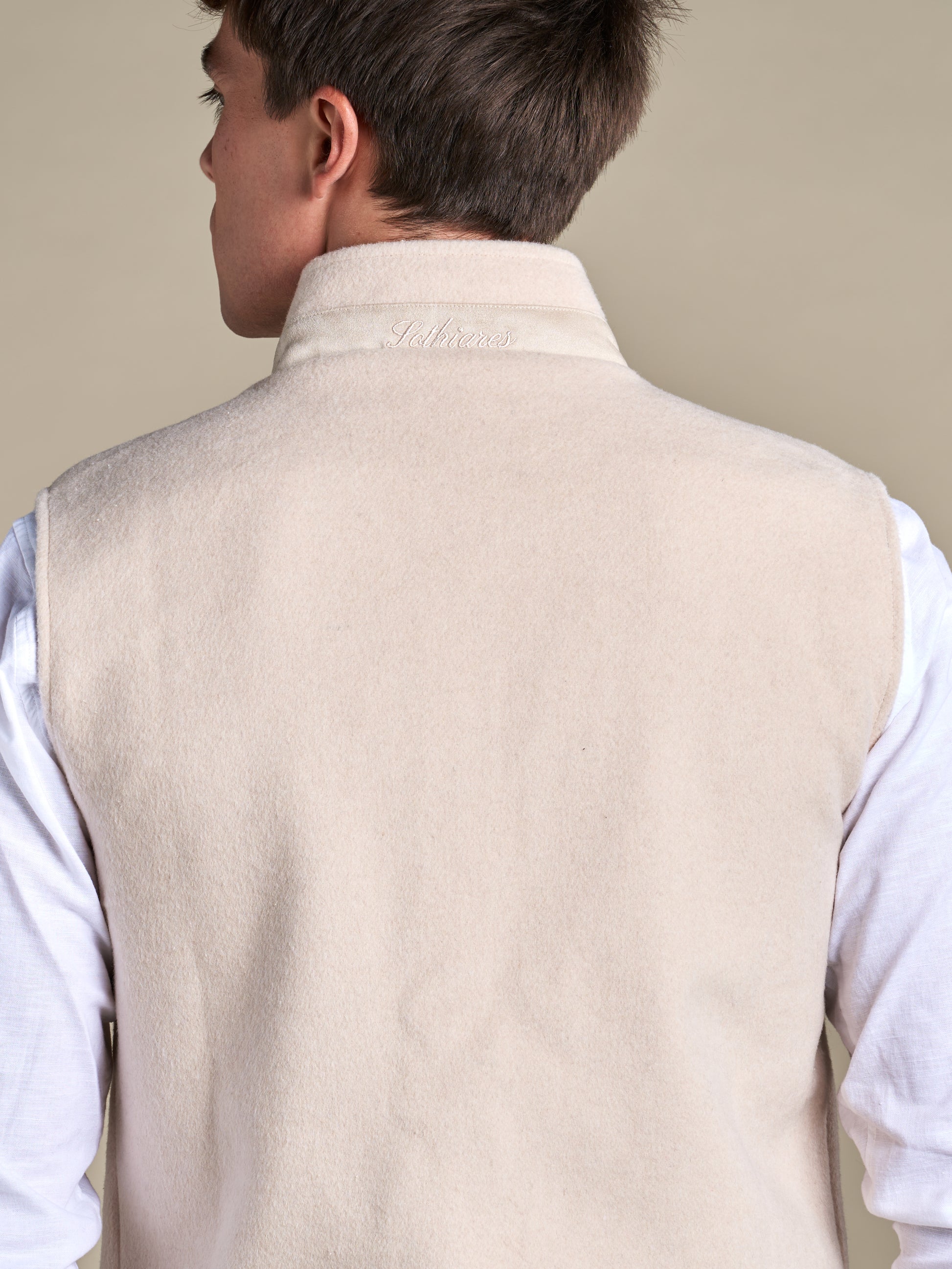 Reversible Wool Gilet | Beige/Navy