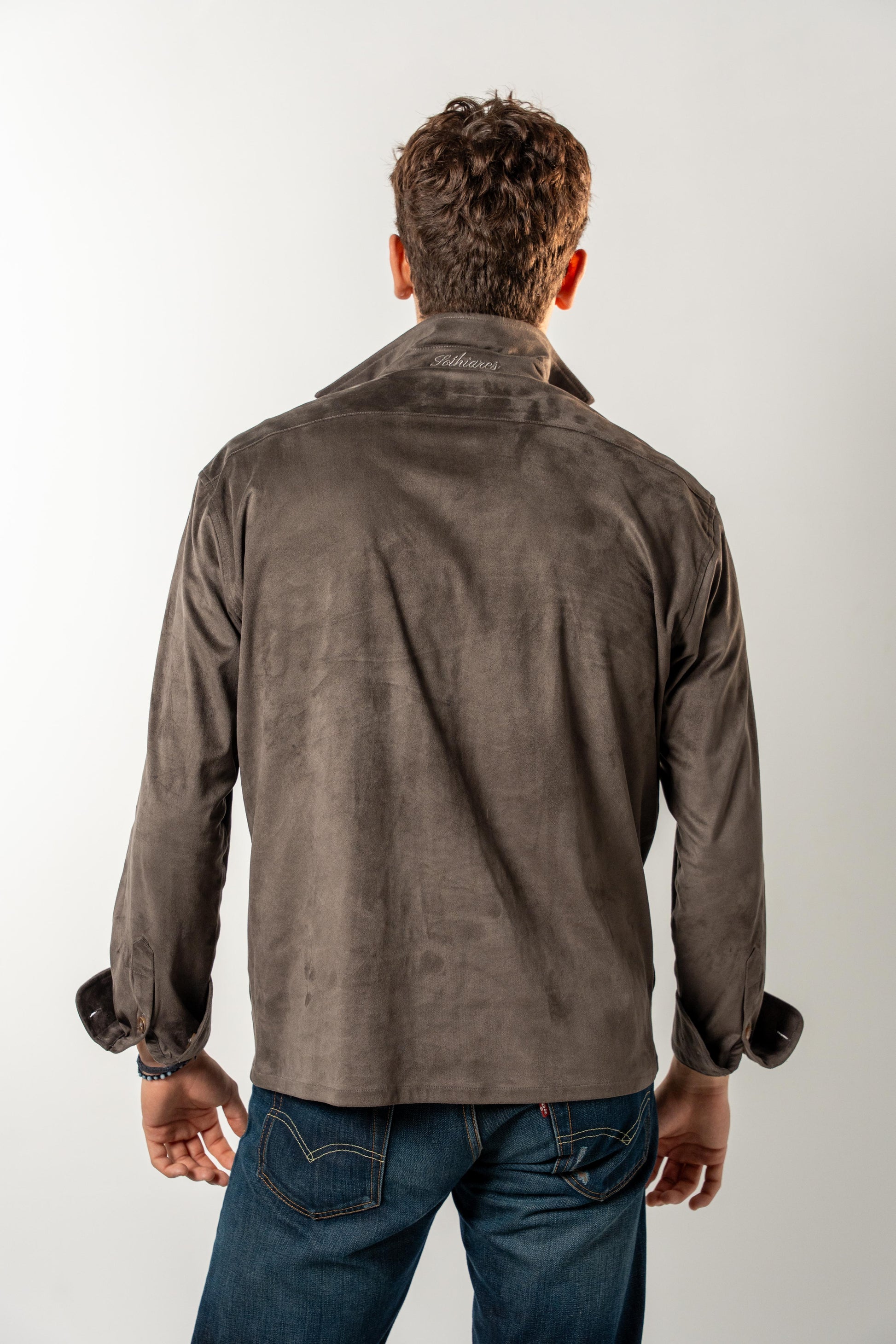 Faux Suede Overshirt | Brown