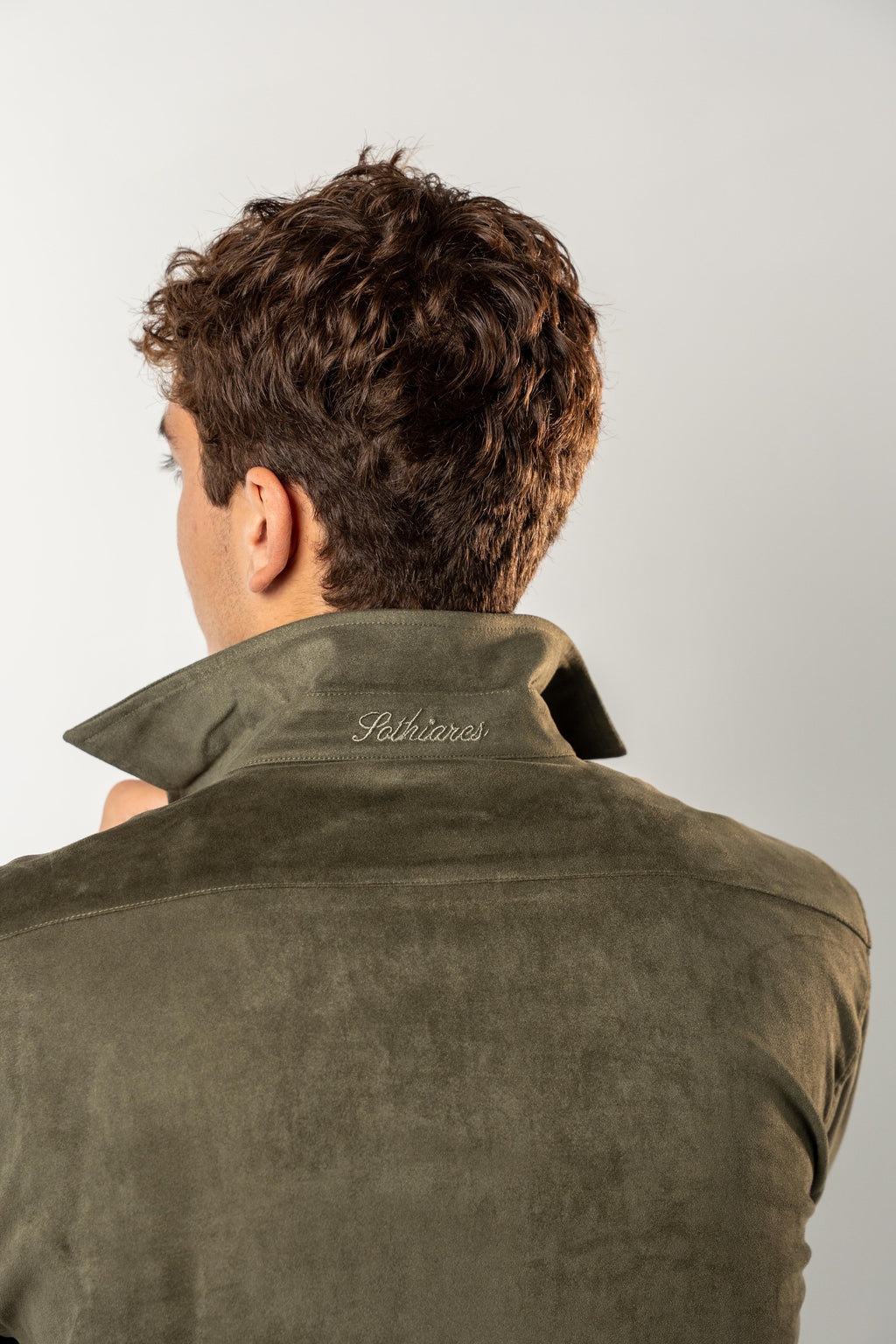 Faux Suede Overshirt | Khaki Green