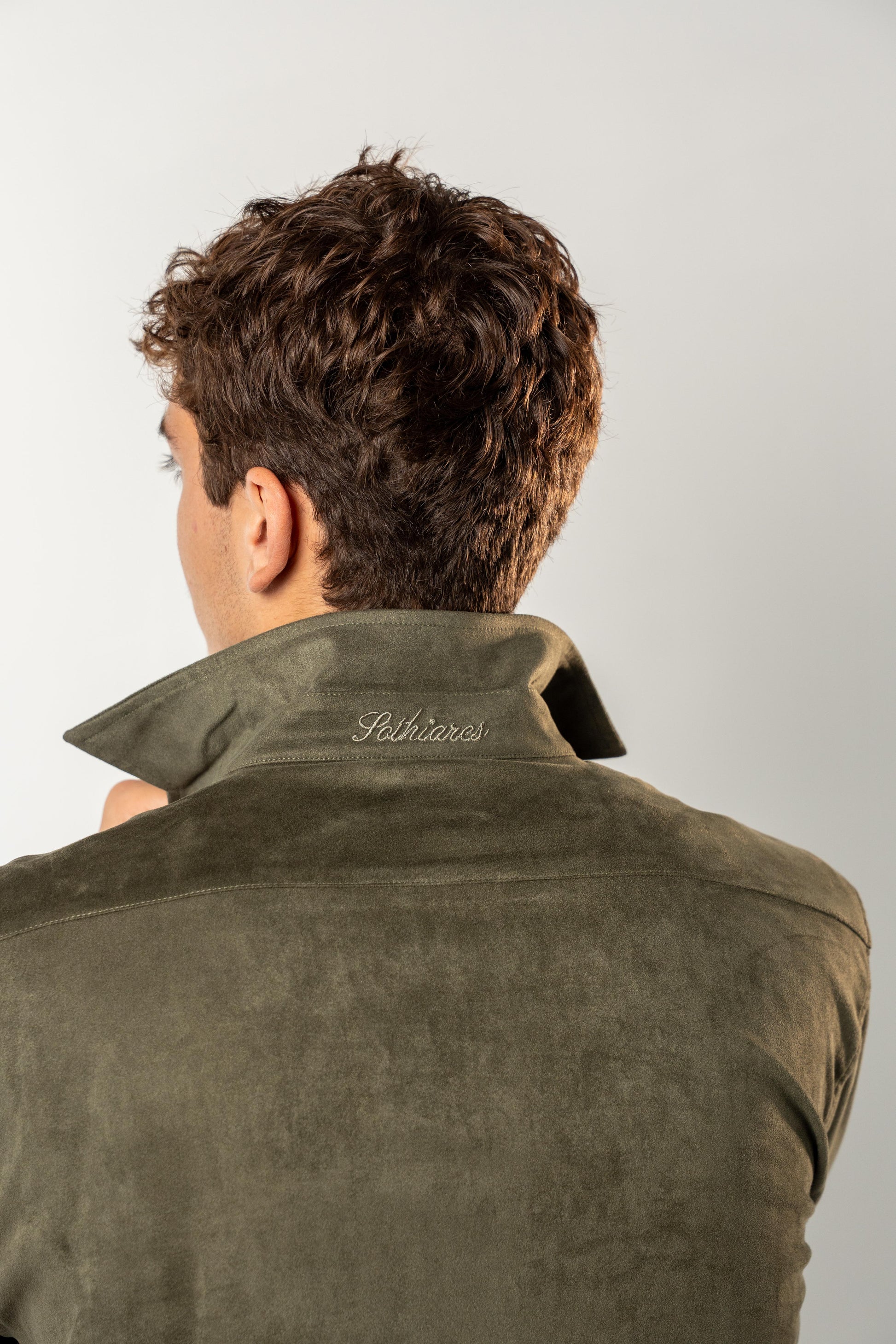 Faux Suede Overshirt | Khaki Green