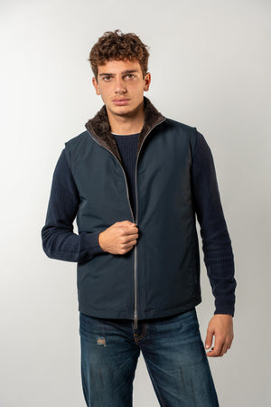 Fur Lined Gilet | Navy