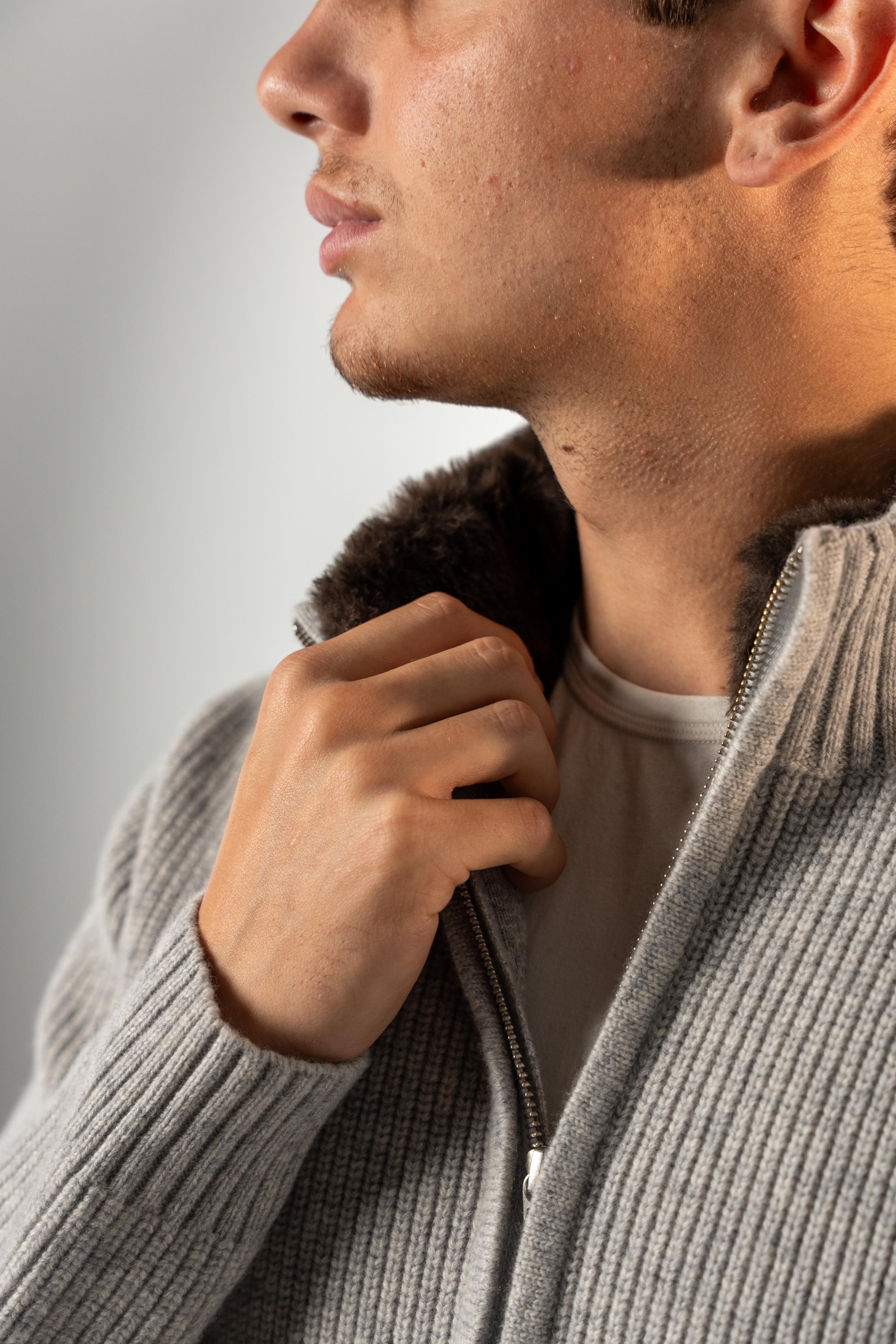 Fur Collar Wool Blouson | Grey