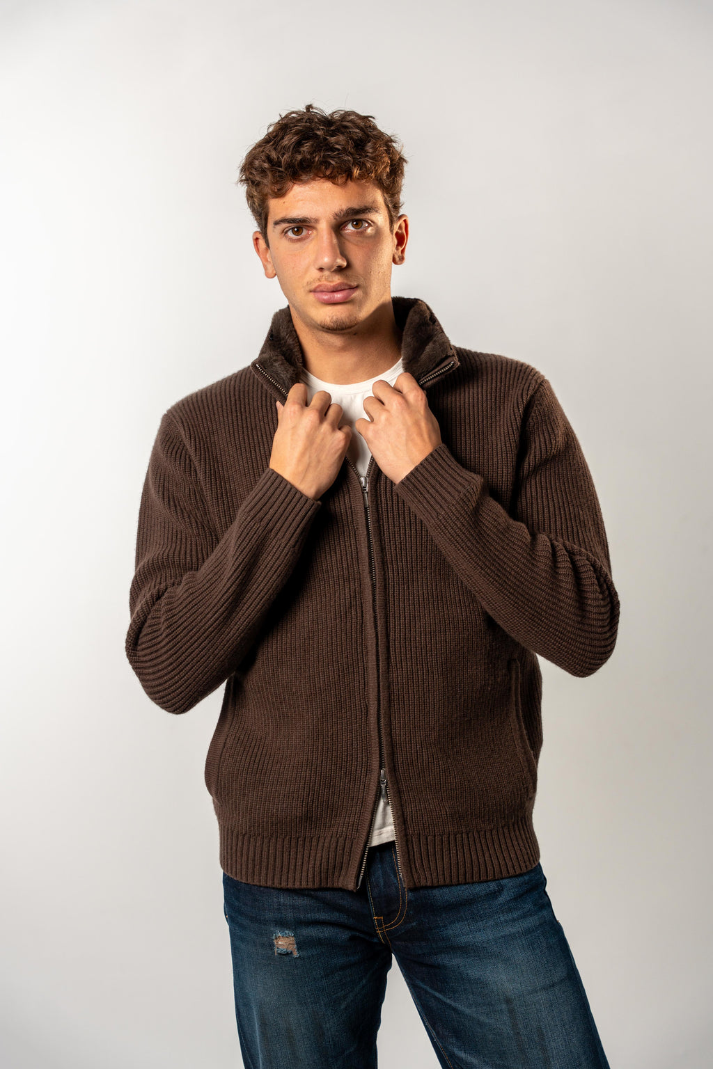 Fur Collar Wool Blouson | Brown