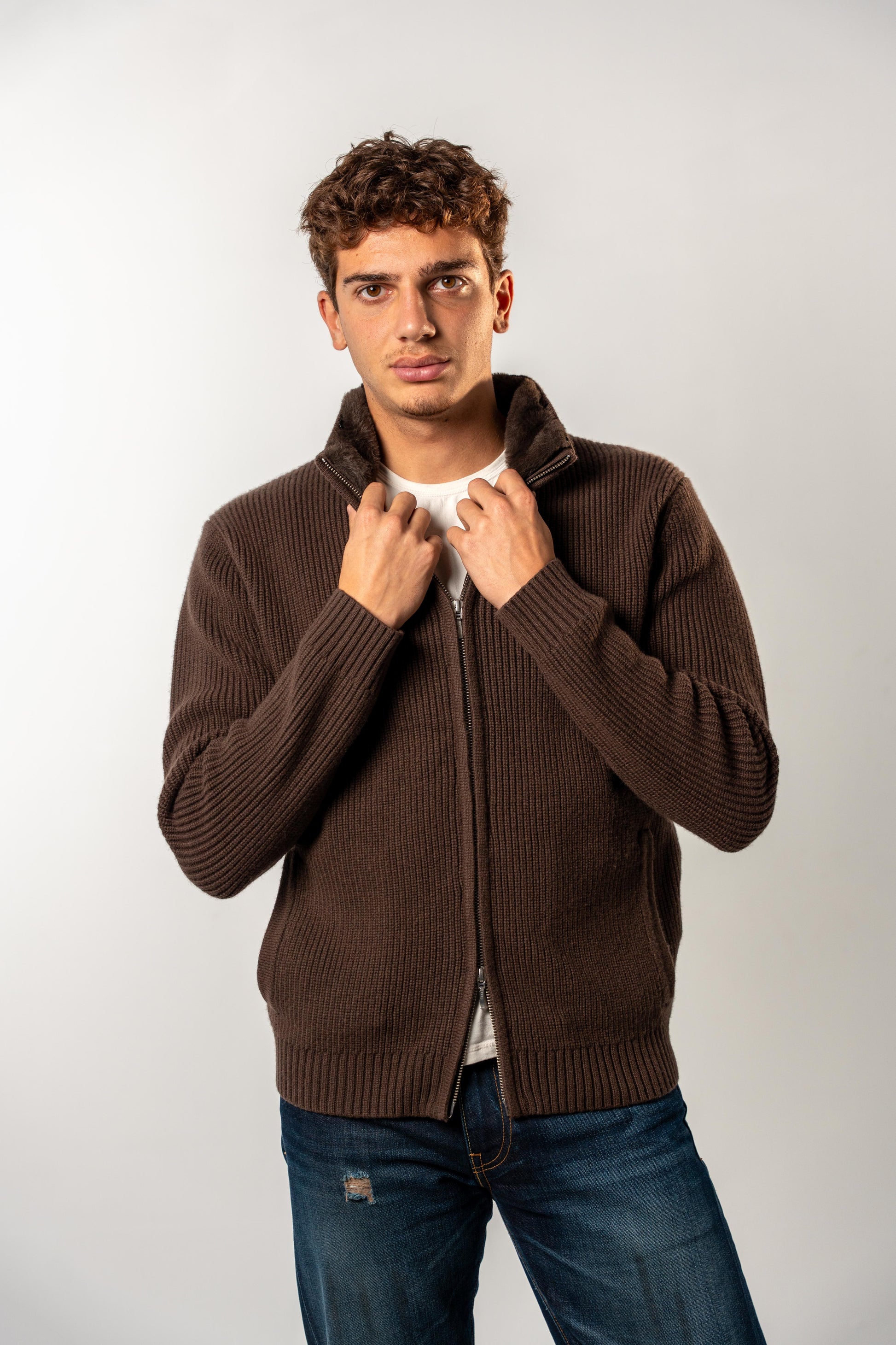 Fur Collar Wool Blouson | Brown
