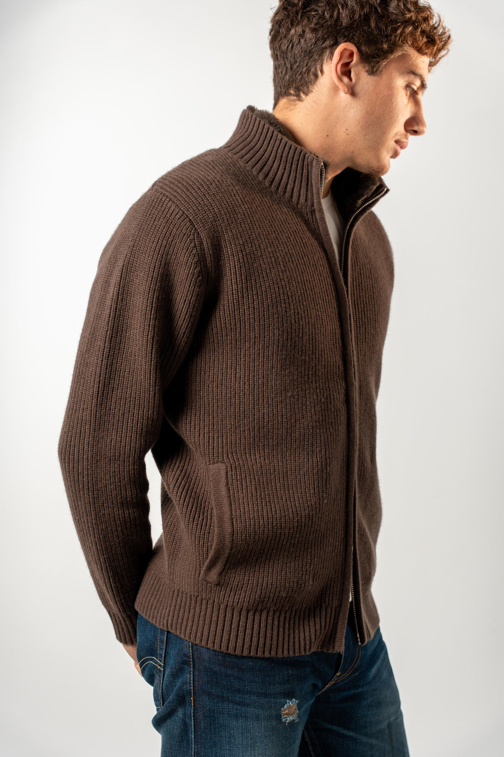 Fur Collar Wool Blouson | Brown