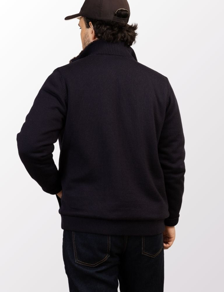 Full Fur lined Cardigan | Navy