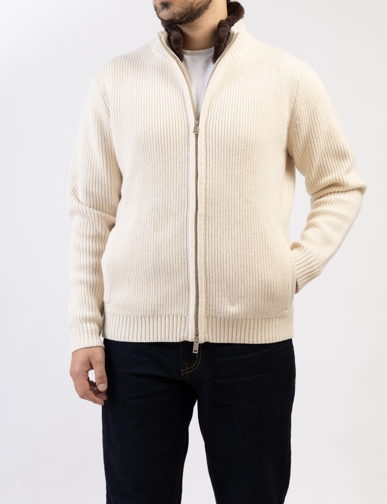 Fur Collar Wool Blouson | Beige