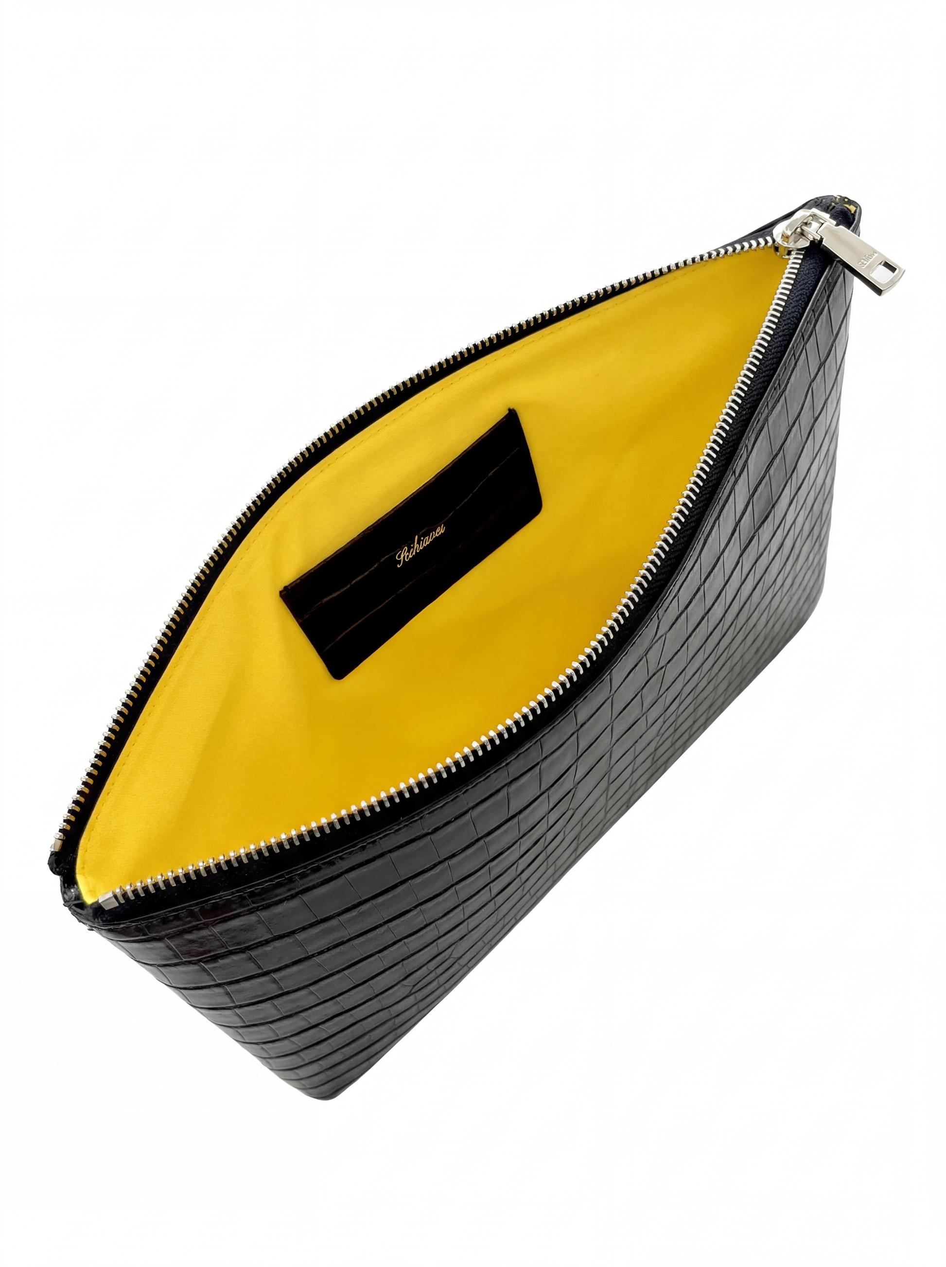 Crocodile Embossed Pouch | Black