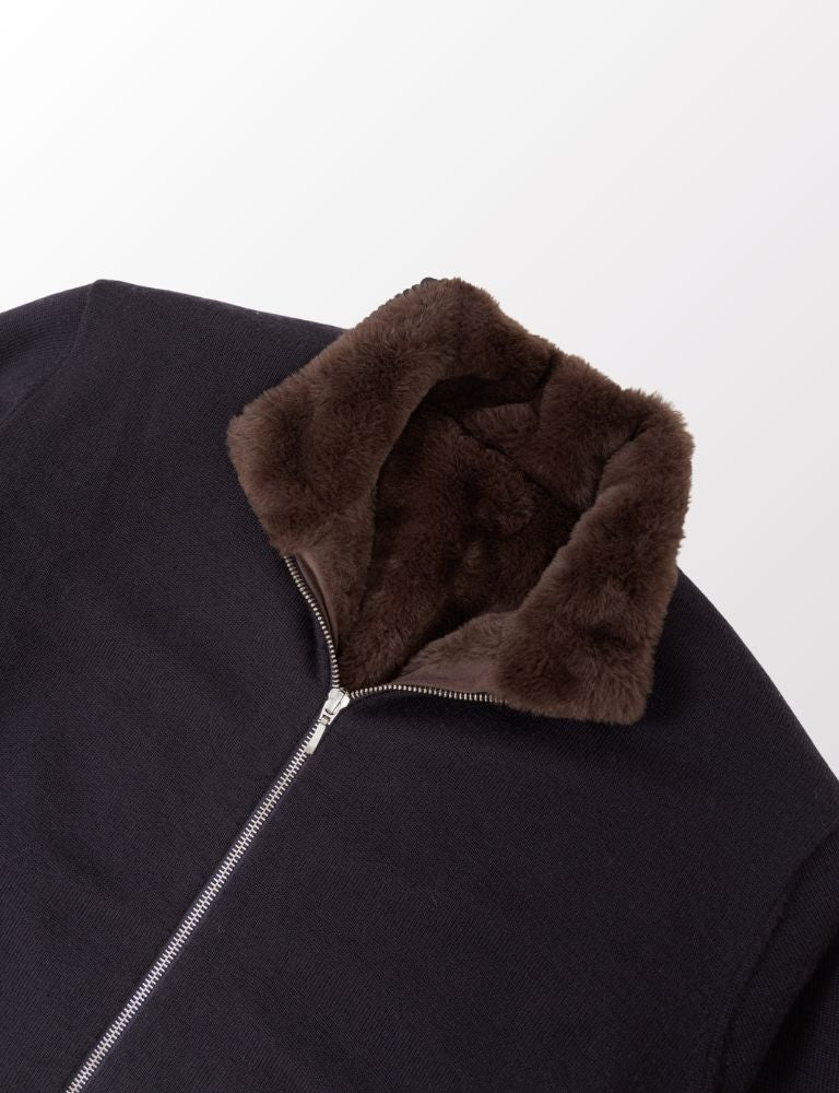 Full Fur lined Cardigan | Navy