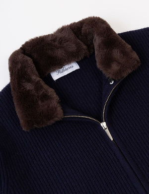 Fur Collar Wool Blouson | Navy